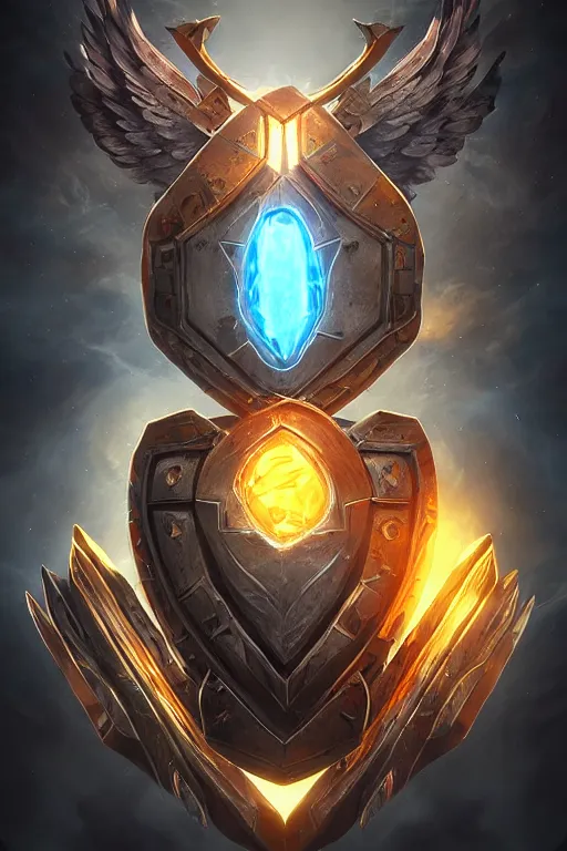 Image similar to shield fantasy epic legends game icon stylized digital illustration radiating a glowing aura global illumination ray tracing hdr fanart arstation by ian pesty and katarzyna da „ bek - chmiel