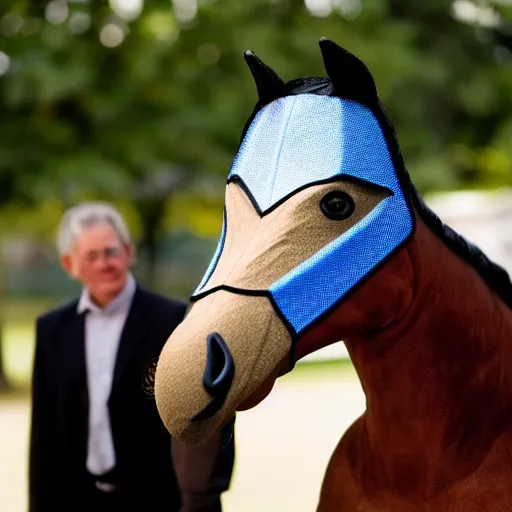 Prompt: a man wearing an horse Mask