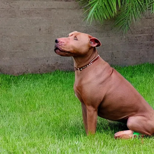 Image similar to brown pitbull with angel wings in heaven