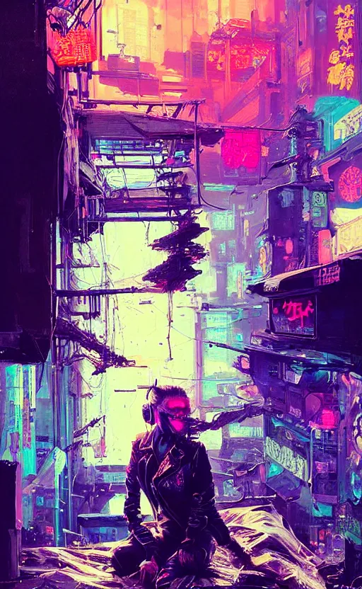 Image similar to detailed Amber Heard crouching on top of messed up bed, volumetric lightning, cyberpunk futuristic neon, decorated with traditional Japanese ornaments by Ismail inceoglu dragan bibin hans thoma !dream detailed portrait Neon Operator Girl, cyberpunk futuristic neon, reflective puffy coat, decorated with traditional Japanese ornaments by Ismail inceoglu dragan bibin hans thoma greg rutkowski Alexandros Pyromallis Nekro Rene Maritte Illustrated, Perfect face, fine details, realistic shaded, fine-face, pretty face