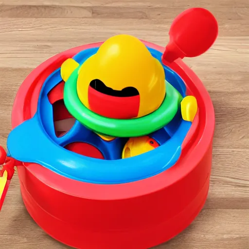 Prompt: Photo of a Meatwad Fisher Price learning toy for babies