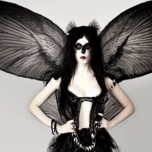 Image similar to a portrait of goth beauty with demonic wings, a photograph taken by Juan Francisco Casas
