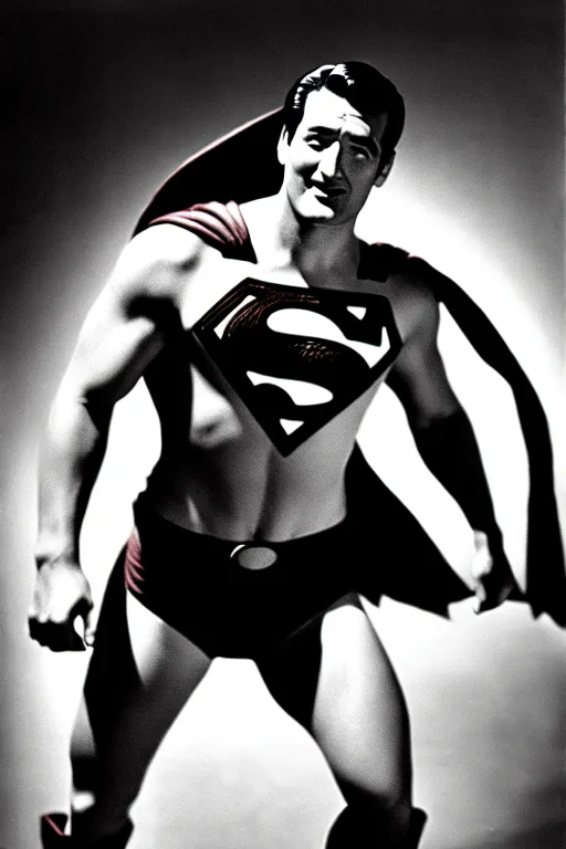 Image similar to rock hudson playing superman in, superhero, dynamic, 3 5 mm lens, heroic, studio lighting