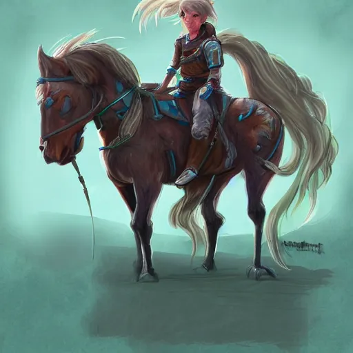 Prompt: Link on Horse :: biopunk style :: concept art