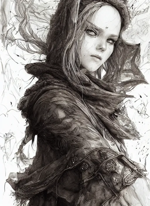 Image similar to portrait, wicked and beautiful little red riding hood, watercolor, dramatic lighting, cinematic, establishing shot, extremly high detail, foto realistic, cinematic lighting, pen and ink, intricate line drawings, by Yoshitaka Amano, Ruan Jia, Kentaro Miura, Artgerm, post processed, concept art, artstation, matte painting, style by eddie mendoza, raphael lacoste, alex ross