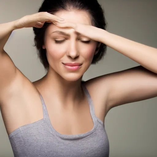 Prompt: a beautiful woman shaving her armpits, studio lighting, commercial,