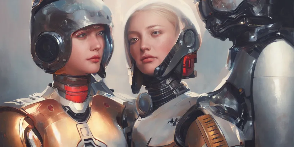 Image similar to an ultradetailed beautiful portrait panting of an attractive woman wearing scifi armour, oil painting, fantasy art, by ilya kuvshinov, greg rutkowski and makoto shinka