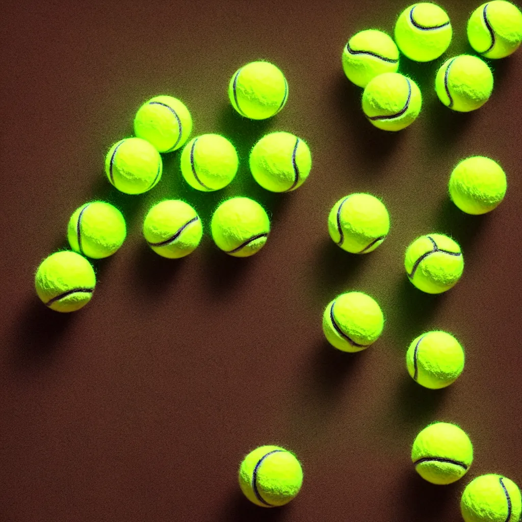 Image similar to a product picture of thousends of tennis balls, realistic, stock photo, photographic filter, unreal engine 5, realistic, hyperdetailed, 8 k, cinematic, volumetric lighting, very realistic effect, hd, hdr, 4 k, sharp focus, octane render, ultra detailed, high resolution, trending on artstation in the style of albert dros glowing rich colors powerful imagery