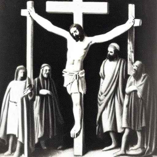 Image similar to a old vintage photo of the crucifixion of jesus