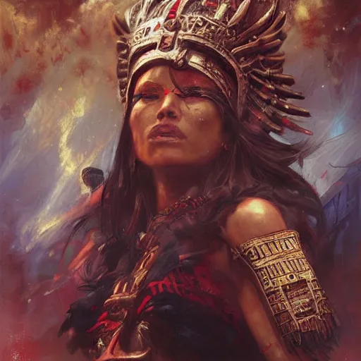 Image similar to rise of the aztec empire by raymond swanland, highly detailed