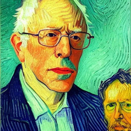 Image similar to portrait of bernie sanders in the style of van gogh.