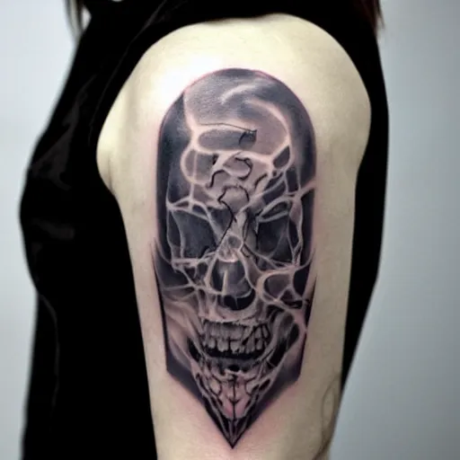 Prompt: ghost tattoo design, hyper realstic, on arm, high detailed