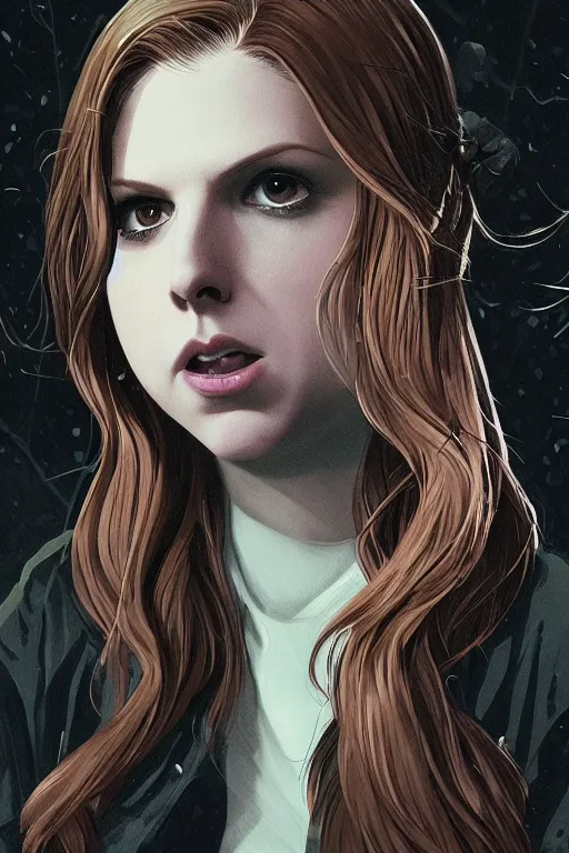 Prompt: anna kendrick in sleepy hollow, full body, big two toned eyes, teeth gritted, horror, intricate details, cinematic, epic, realistic, anatomy, tomer hanuka, uplight, artstation, photorealistic, scary