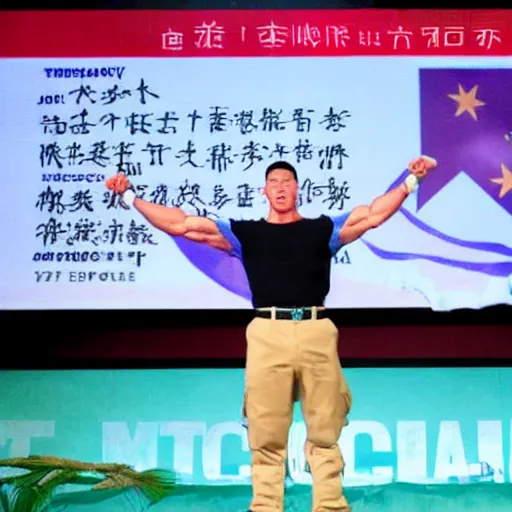 Image similar to john cena accepting responsibility for the chinese invasion of taiwan