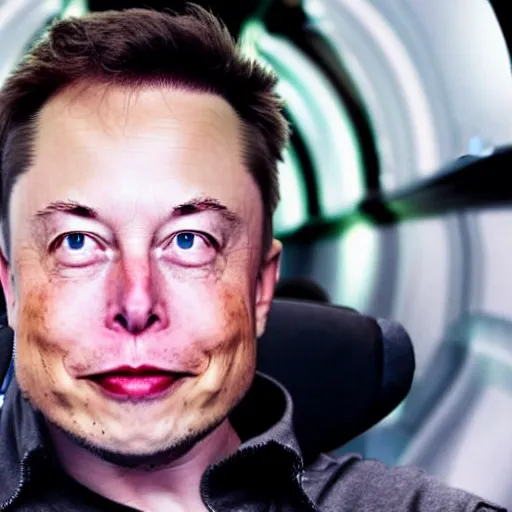 Image similar to elon musk inside a starship rocket, with planet mars in the background