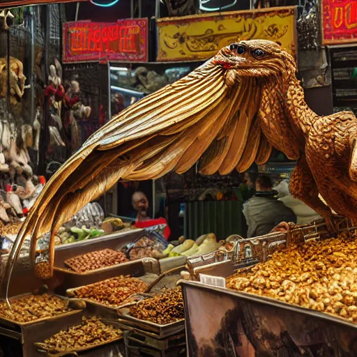 Prompt: buying a griffin at a market in istanbul, hyper detailed, dramatic lighting, cgsociety, realistic, hyper detailed, insane details, intricate, dramatic lighting, hypermaximalist, golden ratio, rule of thirds, octane render, weta digital, micro details, ultra wide angle, artstation trending, 8 k,