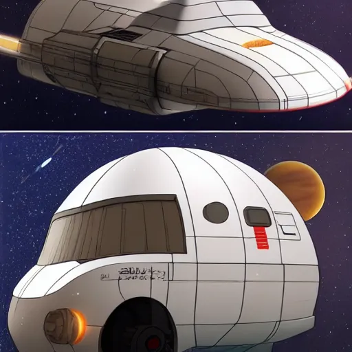 Image similar to space bus to Jupiter, Trending on Artstation, Hiroaki Tsutsumi style