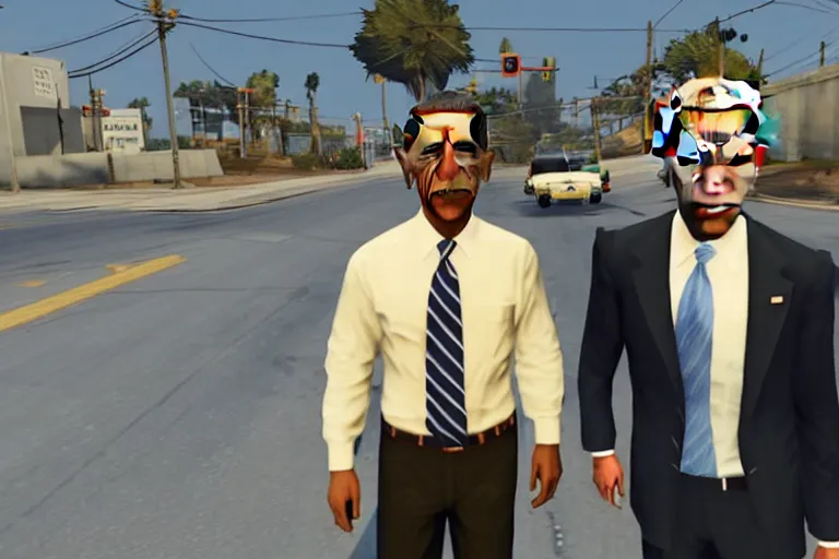 Image similar to obama and joe biden in gta v, detailed