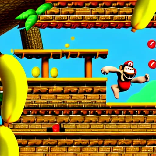 Image similar to Donkey Kong slips on a banana, Nintendo Power in-game screenshot