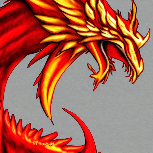 Image similar to close up of flamming fire dragon digital art