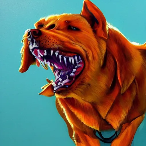 Image similar to painting of a rabid dog, trending on artstation