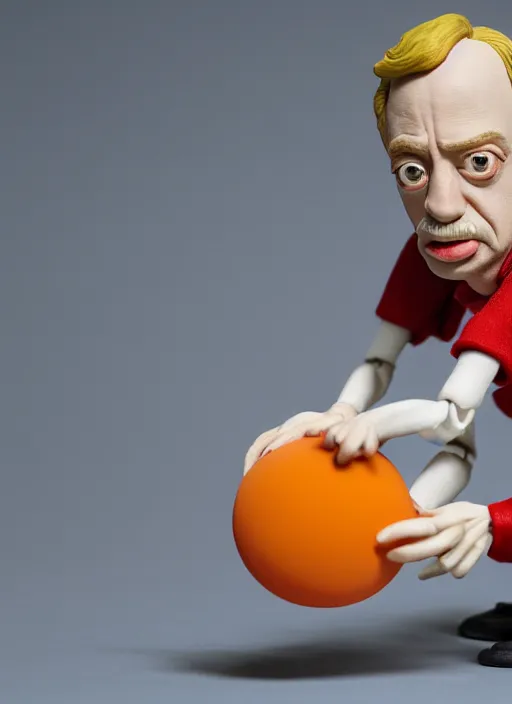 Image similar to product photography of a claymation action figure fluffy balloon steve buscemi, depth of field, zeiss lens, detailed, centered, by erwin olaf, joop geesink, wes anderson, breathtaking, 8 k resolution, extremely detailed, beautiful, establishing shot, realistic materials, hyperrealistic