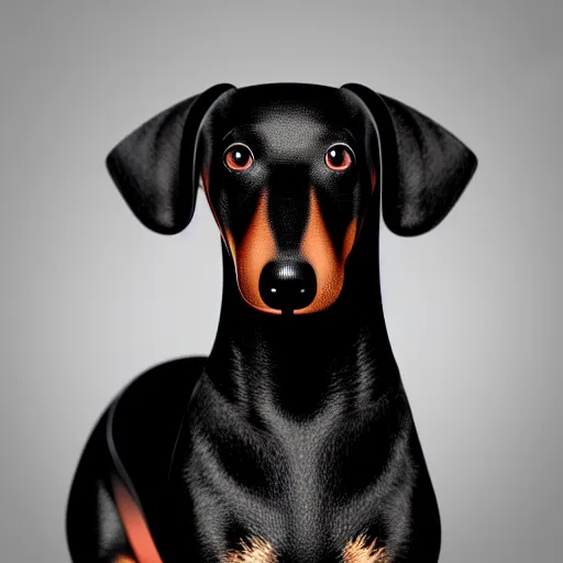 Image similar to photo of all black wiener dog wearing a mask. Matte photo, award winning. Octane render, 4k, 8k, unreal 5, very detailed, hyper control-realism, depth of field.