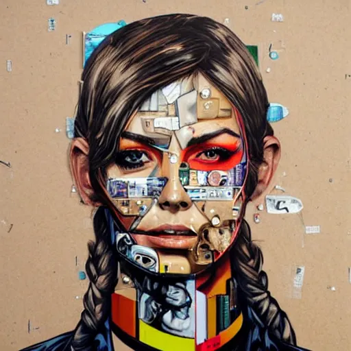 Prompt: portrait of a cyborg woman by Sandra Chevrier