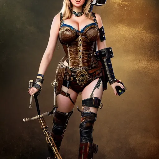 Image similar to full body photo of kate upton as a steampunk amazon warrior, highly detailed, 4k, HDR, award winning,