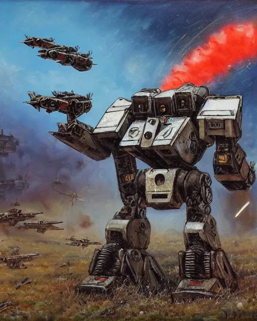 Image similar to sukhoi mech!!! armed with rockets and a minigun, battletech mech, mechwarrior mech, oil painting, soviet ( ( ( ( ( airplane ) ) ) ) ), tribal yurta, postapocalyptic, sharp focus