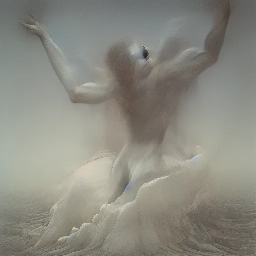 Image similar to Boreas by Zdzisław Beksiński, oil on canvas