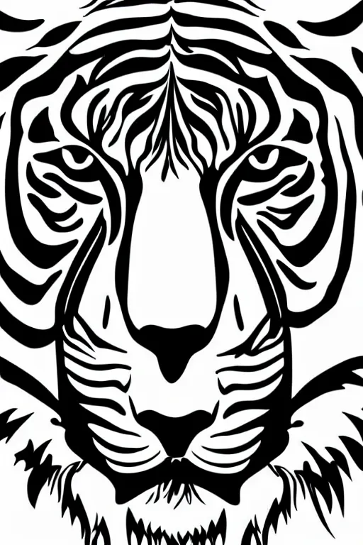 Image similar to minimalist boho style art of a colorful tiger, illustration, vector art