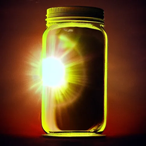 Prompt: the sun in a jar