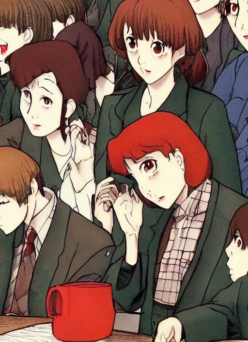 Prompt: Still frame from the Twin Peaks anime by Satoshi Kon
