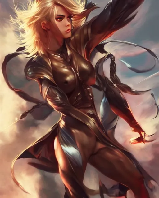Prompt: The successful warrior is the average man with laser-like focus, artwork by artgerm, fight pose, Angry, yelling, elegant, seductive, full shot