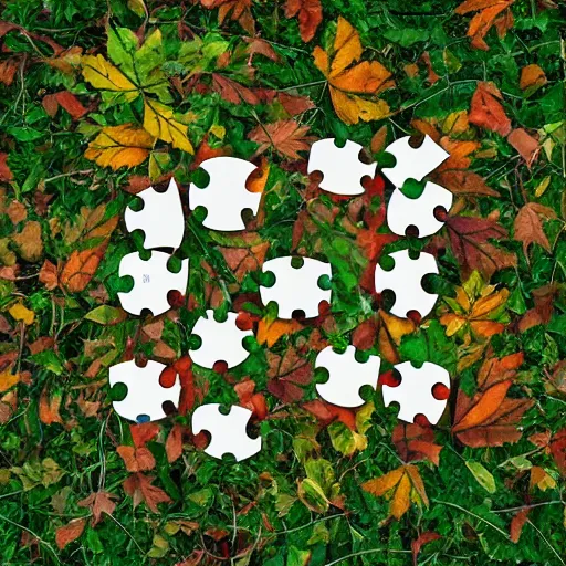 Image similar to trees with puzzle leaves