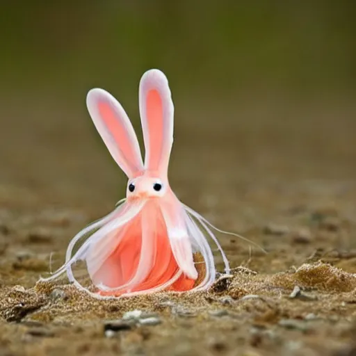 Prompt: a jellyfish - bunny - squid, wildlife photography