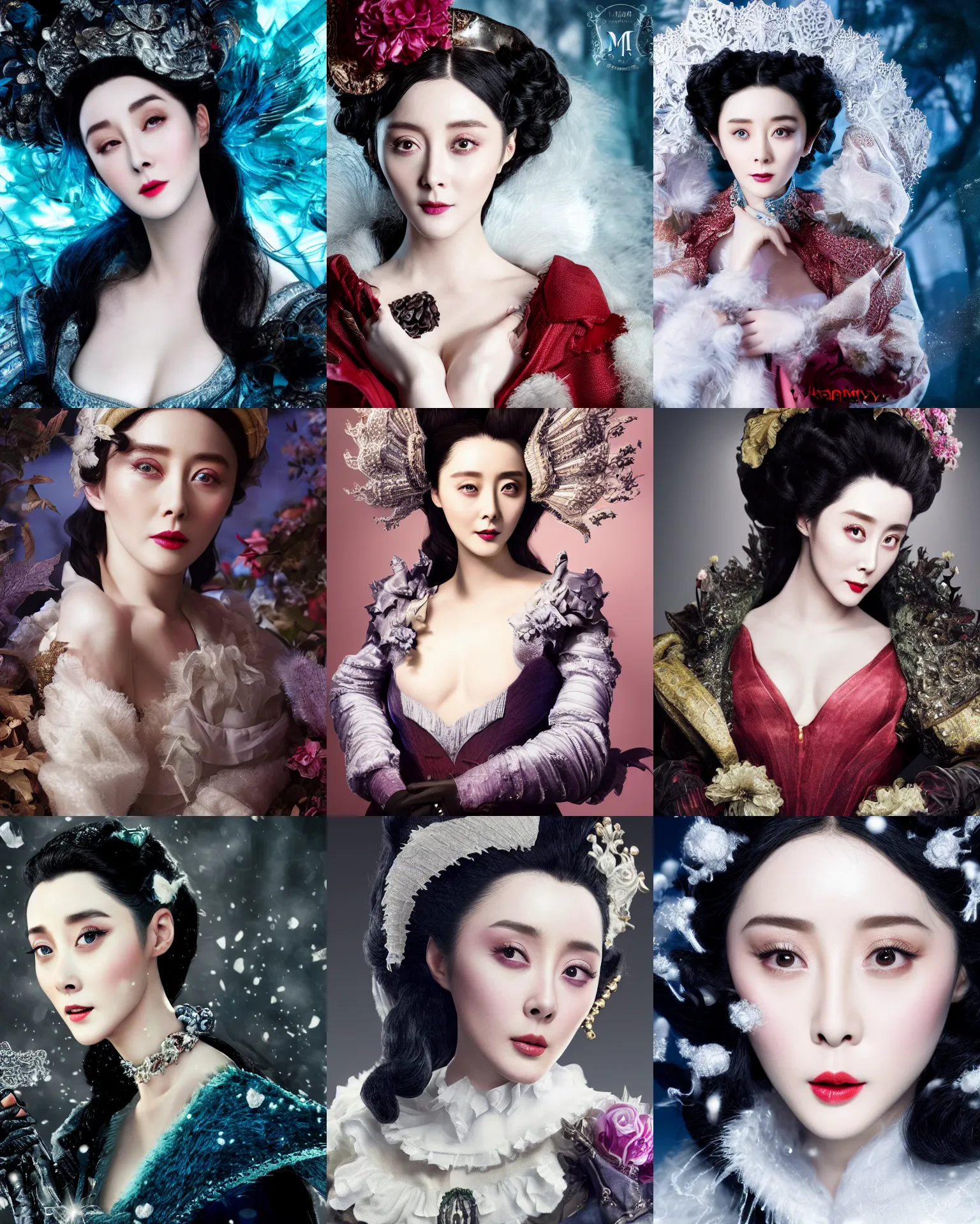 Prompt: fan bingbing as milady de winter, styling by Tom Eerebout & Sandra Amador, clear makeup, clean hair, dry skin, clear skin, airbrushed, bright eye makeup, warrior body, photo by mario testino, 8k octane render, cinematic, hyper detailed, micro details, insanely detailed, trending on artstation, concept art