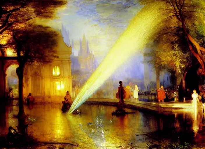 Prompt: magical fountain. by henriette ronner - knip, by william henry hunt, by rembrandt, by joseph mallord william turner, by konstantin razumov, concept art,