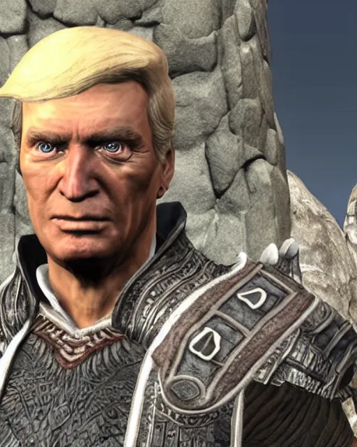 Prompt: a portrait of Donald Trump as an Elder Scrolls Oblivion character, rendered in CryEngine