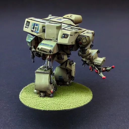 Image similar to beautifully painted 3 d printed wargaming miniature of a battletech atlas battlemech, product introduction photos, 4 k