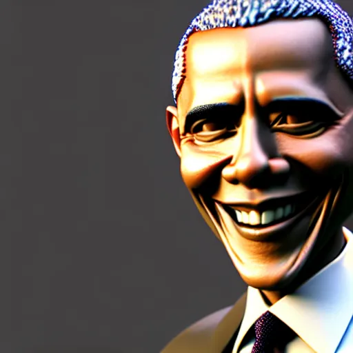 Image similar to Barack Obama smiling, dreamlike, horror, intricate detail, 3d render, octane render, god rays, depth of field, trending on artstation, 4k, hd