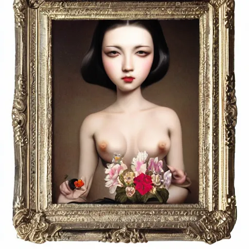 Prompt: a 3 d realistic of image of a feminine and attractive woman looking at the camera, painting by mark ryden, japonisme pop 3 d 8 k ultra detailed