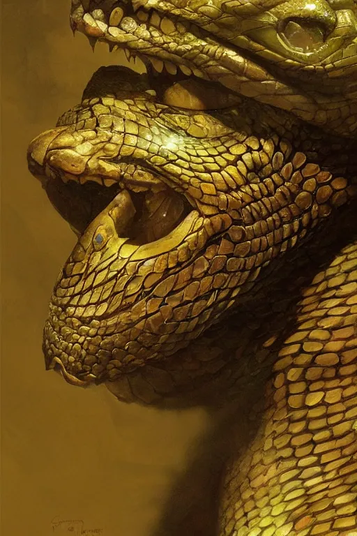 Image similar to snake head, close up, snake eyes, scales, oil painting, sunlit, paint texture, digital painting, highly detailed, artstation, sharp focus, illustration, concept art, ruan jia, charlie bowater, tom bagshaw, norman rockwell