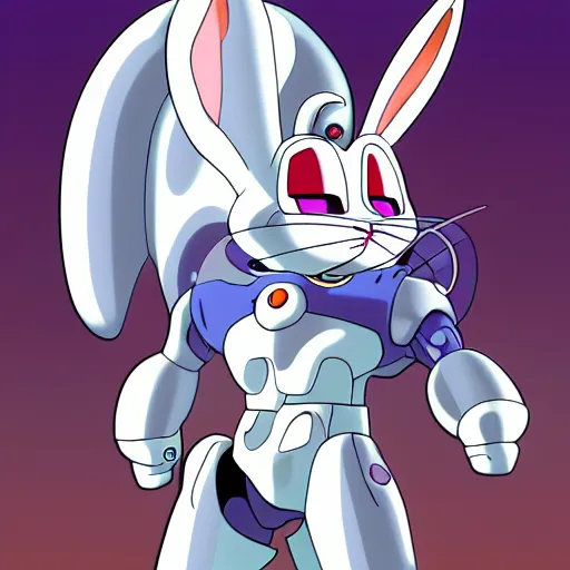 Prompt: Cyborg bugs bunny by Hayao Miyazaki, 4k, HD, high detailed, trending on artstation,