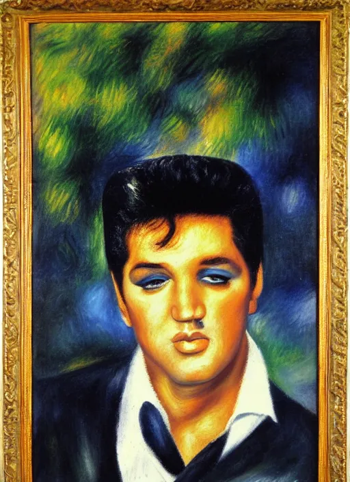 Image similar to oil painting of elvis presley by renoir