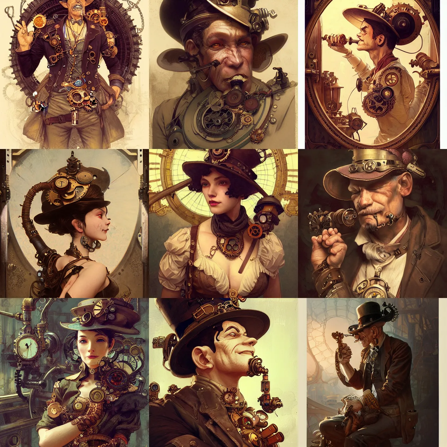 Prompt: a beautiful illustration of steampunk popeye, intricate, sharp focus, illustration, highly detailed, digital painting, concept art, matte, art by wlop and artgerm and greg rutkowski and alphonse mucha, masterpiece