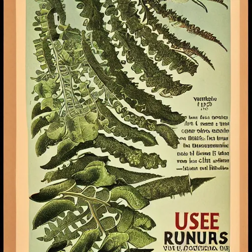 Image similar to a vintage natural science educational poster with Fucus vesiculosus