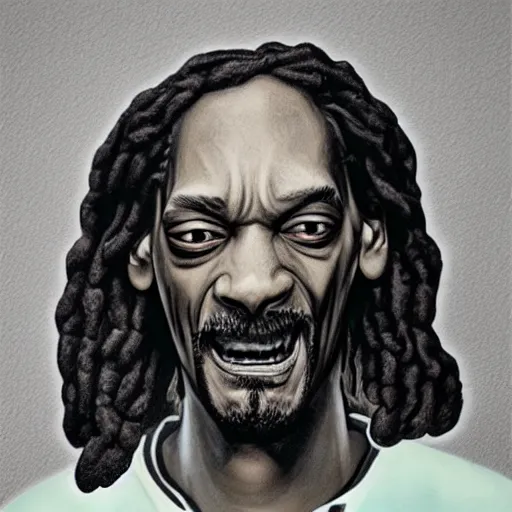 Image similar to snoop dog portrait screaming dementia creepy scary nightmare yelling horrifying, detailed, award winning,