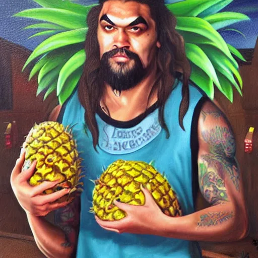 jason momoa as a pineapple at a fruit market, lowbrow | Stable ...